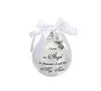 Palline commemorative di Natale con piuma "I Have an Angel in Heaven" con piccolo angelo ornamento di Natale, decorazione da appendere per mamma e papà