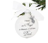 Palline commemorative di Natale ornamenti piuma Sfera "I Have an Angel in Heaven" con piccolo angelo ornamento di Natale, decorazione da appendere per mamma e papà