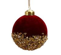 Palline da Appendere All'albero di Natale in Velluto Rosso da 3 Pollici, Palline di Natale Rosse con Paillettes Dorate e Perle, Palline in Schiuma con Paillettes Glitterate Infrangibili per(Rosso)