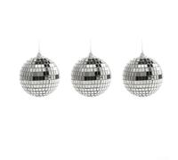 Palline da discoteca in vetro a specchio argento da appendere, decorazioni per casa, feste, matrimoni, illuminazione festiva, 6 cm, 7 cm, 8 cm, confezione multipla (8 cm)