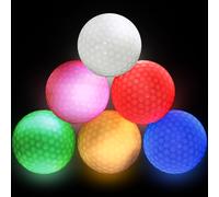 Palline da golf a LED, luminose, 6 palline da golf, luci a LED, per allenamento notturno e per tiro a lungo raggio (rosso, giallo, verde, blu, bianco, rosa)