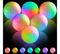 Palline da golf a LED, luminose, con 7 colori, 6 palline da golf, luce notturna, luce a LED, luci scure, golf, per allenamento notturno e tiro a lungo raggio