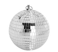Palline da specchio riflettenti for feste da palcoscenico con luce da discoteca da 30 cm, argento con anelli pendenti for la casa di compleanno da ballo