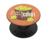Palline da tennis retrò vintage, campo, sfondo arancione corallo PopSockets PopGrip Adesivo