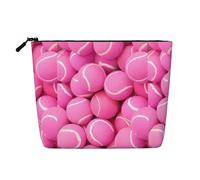 Palline da tennis rosa brillante impermeabile di grande capacità con cerniera viaggio di lavoro viaggio casa multifunzionale borsa per il trucco borsa portamonete, Nero , Taglia unica