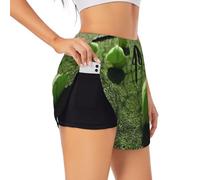 Palline da tennis sul campo da tennis da donna, pantaloncini sportivi estivi per il tempo libero quotidiano jogging ciclismo esercizio all'aperto, Nero , Small lange