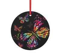 Palline decorative colorate in alluminio con stampa a farfalla su entrambi i lati per decorazioni natalizie multi-scena