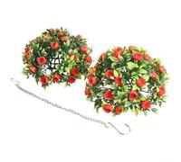 Palline decorative di rose artificiali, cesto da appendere per giardino e uso interno, struttura in plastica stabile, adatto per molteplici occasioni (A 20 cm)