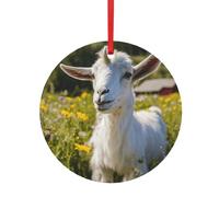 Palline decorative in alluminio con stampa di capra - Palline con ciondolo a doppia faccia per decorazioni natalizie multi-scena