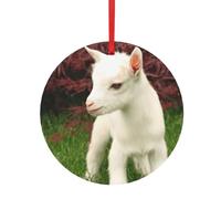 Palline decorative in alluminio con stampa di capra - Palline con ciondolo a doppia faccia per decorazioni natalizie multi-scena