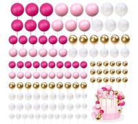 Palline decorative per torte, 108 pezzi, decorazioni per torte, mini palloncini fai da te, decorazione per torte, per matrimoni, compleanni, torte (rosa, bianco, oro)