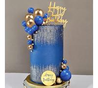 Palline Decorative per Torte 24 Pezzi Decorazioni Torta Compleanno Blu-Oro Topper Torta Palla Cake Topper per Anniversario, Matrimonio, Valentine’s Day