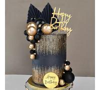 Palline Decorative per Torte 26 Pezzi Decorazioni Torta Compleanno Nero-Oro Topper Torta Palla Cake Topper per Anniversario, Matrimonio, Valentine’s Day