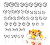 Palline decorative per torte, 50 pezzi, palline argentate per decorare torte, mini palline in schiuma per cupcake, per compleanno
