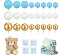 Palline Decorative per Torte Orsetto per Torta Decorazione 29 Pezzi Decorazioni Torte Blu Orso Cake Topper Compleanno Battesimo Ragazzo Baby Shower, Celebrazione, Festa di Rivelazione