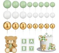 Palline Decorative per Torte Orsetto per Torta Decorazione 29 Pezzi Decorazioni Torte Verde Orso Cake Topper Compleanno Battesimo Ragazzo Baby Shower, Celebrazione, Festa di Rivelazione