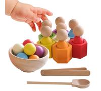 Palline di di legno - Gioco di abbinamento con una palla in un bicchiere | Giocattolo di educazione precoce e l'apprendimento precoce, Sviluppa le capacità motorie e il Manuale dei n