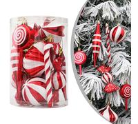 Palline di Natale 14 Pezzi Ornamenti - Bastone di Caramelle Rosso Decorazione Al