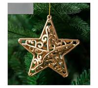 Palline di Natale 4/8 pezzi ornamenti con palla di Natale ciondolo a stella vuota in oro decorazione da appendere all'albero a forma(Five-pointed star)
