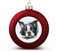 Palline di Natale a forma di cagnolino, ornamenti natalizi Boston Terrier da appendere, decorazione per alberi di Natale, festa di Natale e Capodanno