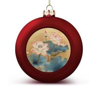 Palline di Natale a forma di fiore di loto rosa, infrangibili, da appendere, per albero di Natale, decorazione per albero di Natale, palline rosse per feste di nozze