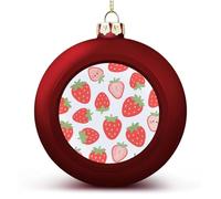 Palline di Natale a forma di fragola rossa, 6 cm, colore: rosso e oro, palline da appendere per Natale, ornamenti per feste di Natale e matrimoni, decorazioni per la casa