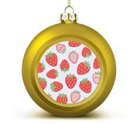 Palline di Natale a forma di fragola rossa, 6 cm, colore: rosso e oro, palline da appendere per Natale, ornamenti per feste di Natale e matrimoni, decorazioni per la casa