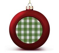 Palline di Natale a scacchi verdi bianche infrangibili da appendere rosse per albero di Natale per decorazioni per albero di Natale, festività e feste di nozze