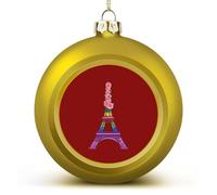 Palline di Natale colorate Torre Eiffel di Parigi in Francia, palline di Natale da appendere, decorazioni per albero di Natale, regalo per feste, stile dorato, 2 pezzi