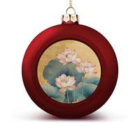 Palline di Natale con fiore di loto rosa, arte tradizionale cinese, infrangibili, da appendere, palline di Natale per decorazioni per albero di Natale, palline rosse per albero di Natale per feste di