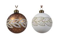 Palline di Natale con foglie da Appendere Set da 3