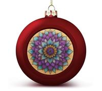 Palline di Natale con mandala a forma di fiore, infrangibili, da appendere, per albero di Natale, decorazione per albero di Natale, palline rosse per feste di nozze
