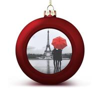 Palline di Natale da appendere alla Torre Eiffel di Parigi in bianco e nero, decorazioni per albero di Natale, regalo per feste, stile rosso, 1 pezzo
