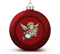 Palline di Natale da appendere all'albero di Natale, con angeli custodi, colore rosso, 1 pezzo