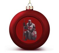 Palline di Natale da appendere all'albero di Natale, motivo: cavalieri templari, colore rosso, 1 pezzo