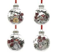 Palline Di Natale Disney Winnie The Pooh Con Neve E Bacche Set Di 4