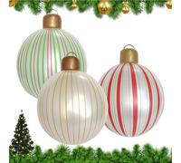 Palline di Natale gonfiabili | 40 cm Decorazioni natalizie gonfiabili | 3 pezzi decorazioni in PVC a righe | per portico interno giardino esterno patio prato festa