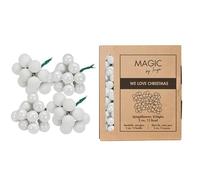 Palline di Natale in filo di vetro, 2 cm x 144 pezzi, con bacche a specchio lucide, piccole palline decorative per Natale, mini decorazioni natalizie e decorazioni natalizie, colore bianco puro