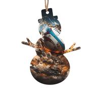 Palline di Natale in legno a forma di rugby sul fuoco, set da 6 pezzi, perfette per decorare il vostro albero di Natale durante le feste