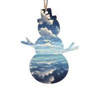 Palline di Natale in legno con nuvole bianche sul mare, set da 6 pezzi, perfetto per decorare il tuo albero di Natale durante le feste