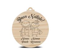 Palline di Natale in Legno Personalizzata con Nomi - Buon Natale Nonni - Idea Regalo per la Famiglia - Natale - Festa dei nonni