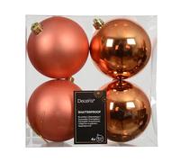 Palline di Natale in plastica, 10 cm, 4 pezzi, classiche e infrangibili, per Natale, decorazioni per albero di Natale e albero di Natale, colore arancione caldo