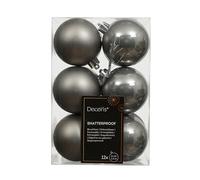 Palline di Natale in plastica, 6 cm, 12 pezzi, classiche e infrangibili, palline per albero di Natale, decorazioni per albero di Natale, colore grigio delicato