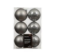 Palline di Natale in plastica, 8 cm, 6 pezzi, classiche e infrangibili, per Natale, decorazioni per albero di Natale e albero di Natale, grigio delicato