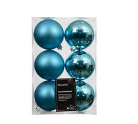 Palline di Natale in plastica, 8 cm, 6 pezzi, classiche e infrangibili, per Natale, decorazioni per albero di Natale e albero di Natale, blu folklore