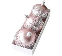 Palline di Natale in plastica opaca, 8 cm, confezione da 3 pezzi, con design a sfera, paillettes rosa e zucca dorata, per decorare l'albero e migliorare la scena delle vacanze (B)