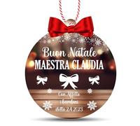 Palline di Natale in plexiglass Personalizzate da appendere all'albero Idea Regalo Maestra (Plexiglass Trasparente)