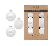 Palline di Natale in Vetro, 10 cm, 6 Pezzi, Opache e Lucide, Grandi Decorazioni per Albero di Natale, Colore Bianco Puro