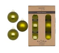 Palline di Natale in vetro, 10 cm, 6 pezzi, opache e lucide, grandi palline per albero di Natale, decorazioni per albero di Natale e decorazioni per albero di Natale, verde oliva, verde oliva