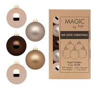 Palline di Natale in vetro 6 cm x 30 pezzi in scatola di cartone marrone beige elegante Lounge